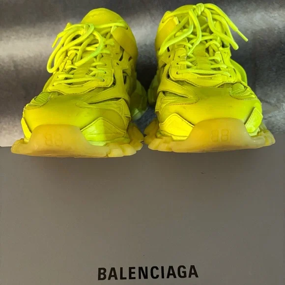 Balenciaga Track 2.0 Neon Yellow Rare Clear Sole Sneakers Men’s 12